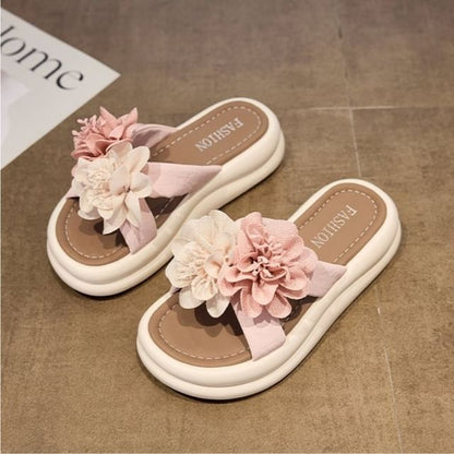 Platform Floral Slide Sandals