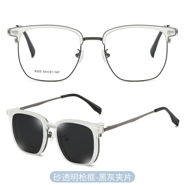 Half Frame Eyeglasses with Polarized Clip On Sunglasses (Various Designs)