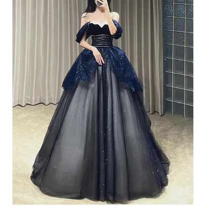 Sequin Gown A-Line Ball Off-Shoulder