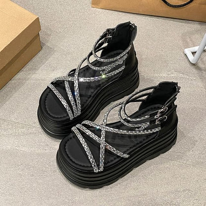 Platform Rhinestone Sandals