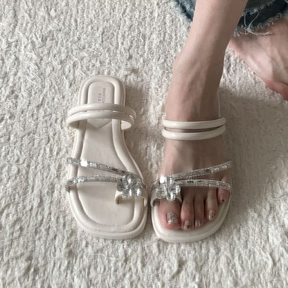 Square-Toe Toe Loop Thong Sandals