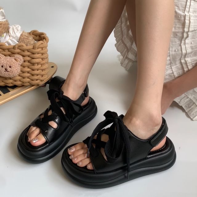 Platform Lace-Up Sandals