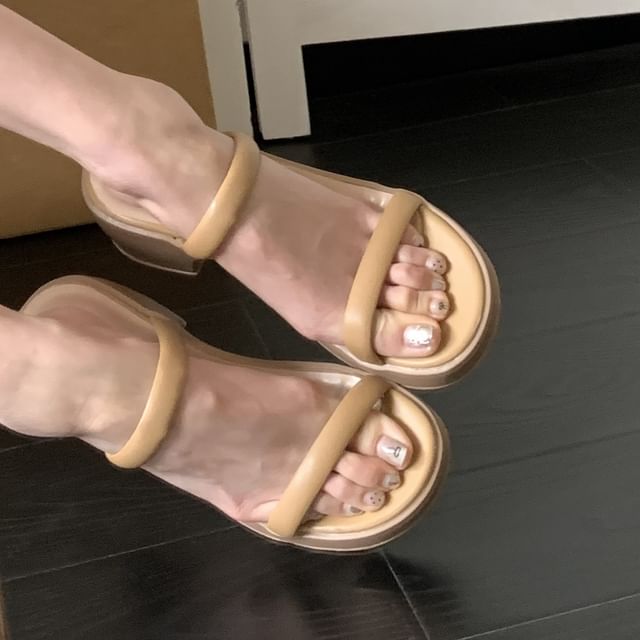 Platform Chunky Heel Slide Sandals