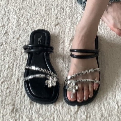 Square-Toe Toe Loop Thong Sandals