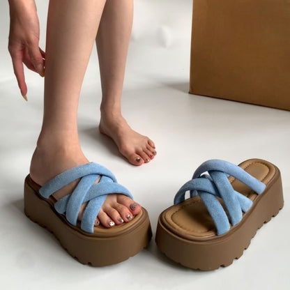 Platform Strappy Slide Sandals