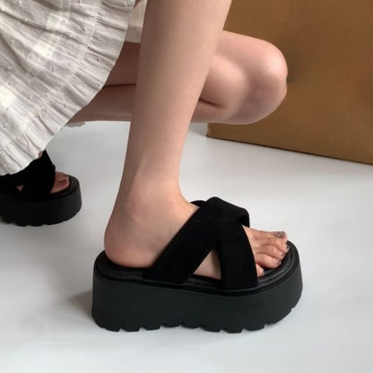 Platform Wedge Heel Slide Sandals