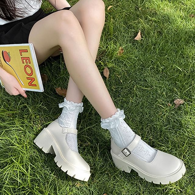 Platform Chunky Heel Mary Jane Pumps