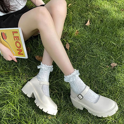 Platform Chunky Heel Mary Jane Pumps