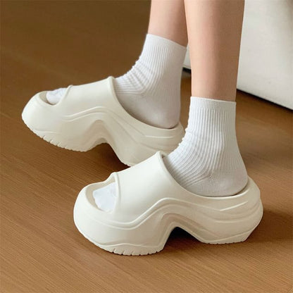 Platform Plain Slide Sandals