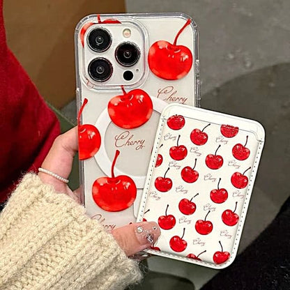 Cherry Magnetic (Compatible with MagSafe) Phone Case / Card Holder / Set