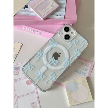 Bow Print Magsafe Compatible iPhone Case / Card Case / Set