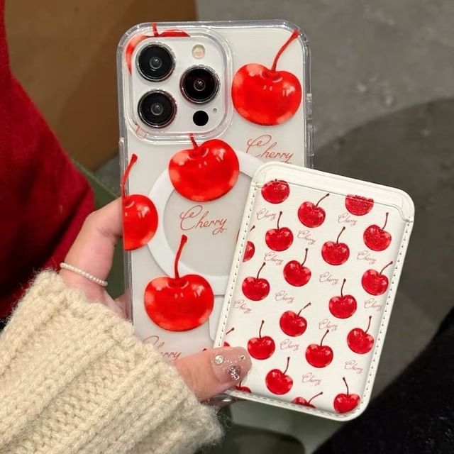 Cherry Magnetic (Compatible with MagSafe) Phone Case / Card Holder / Set