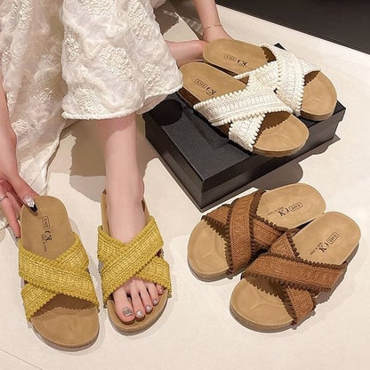 Strap Cross Sandals Knit