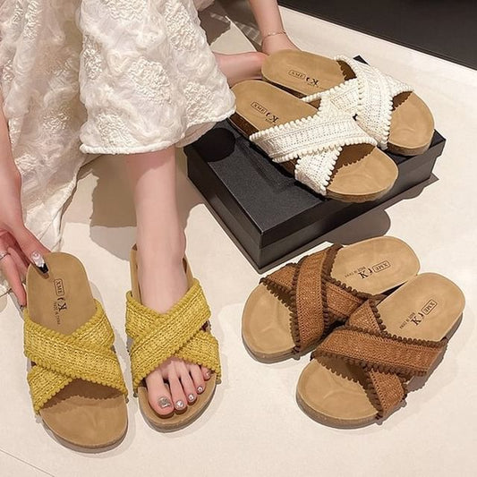 Strap Cross Sandals Knit