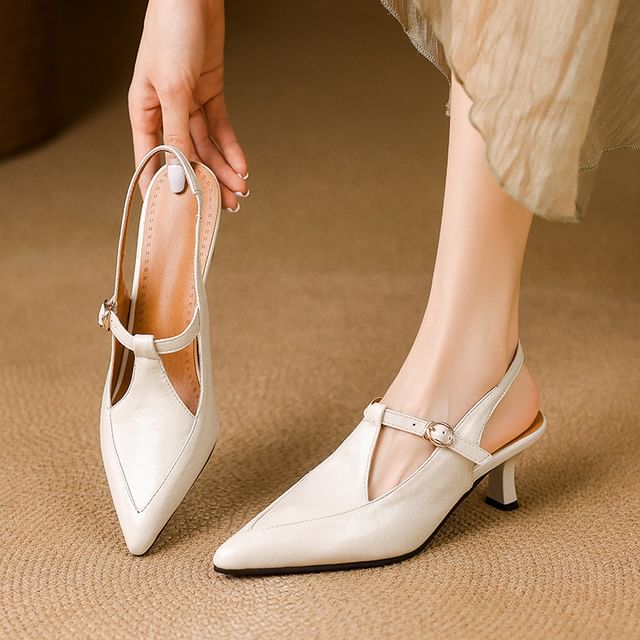 High Heel Buckled Slingback Sandals