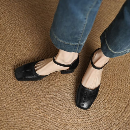 Chunky Heel Square-Toe Sandals