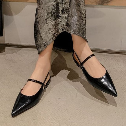Toe Mules Low Heel Pointed Slingback