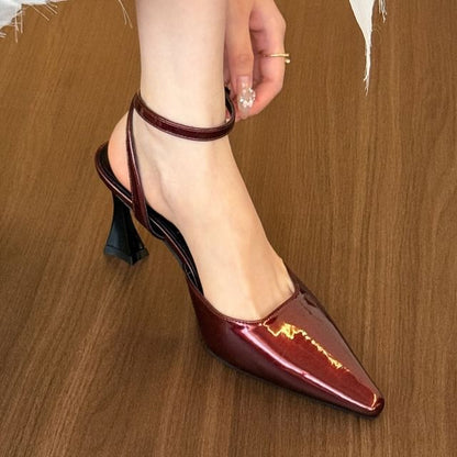 Pointed Toe Ankle Strap High Heel Sandals