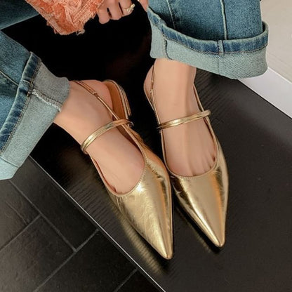 Toe Mules Low Heel Pointed Slingback