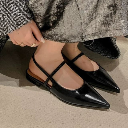 Toe Mules Low Heel Pointed Slingback