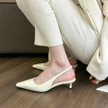 Mules Slingback Toe Kitten Heel Pointed