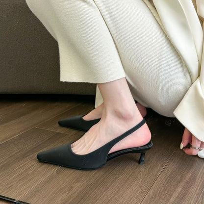 Mules Slingback Toe Kitten Heel Pointed