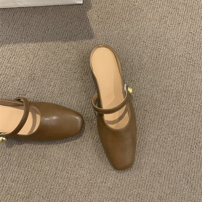 Faux Leather Mary Jane Mules