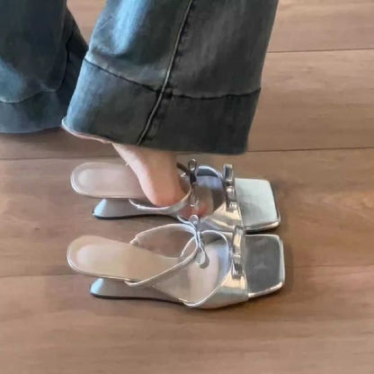 Sandals Bow Heel Slide Wedge