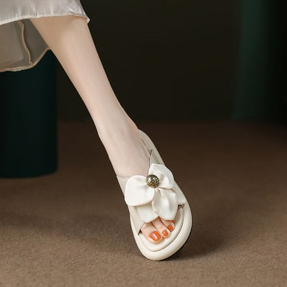 Flower Accent Slide Sandals