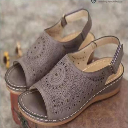 Peep Toe Wedge Heel Slingback Sandals