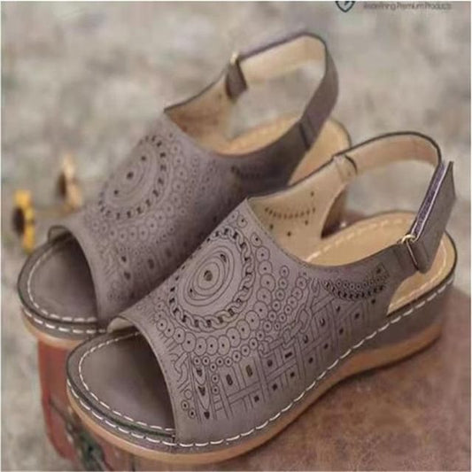 Peep Toe Wedge Heel Slingback Sandals
