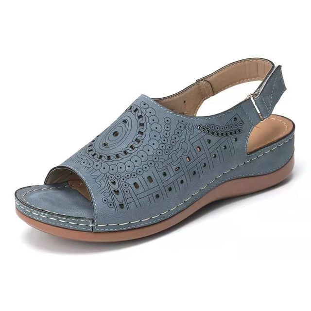 Peep Toe Wedge Heel Slingback Sandals