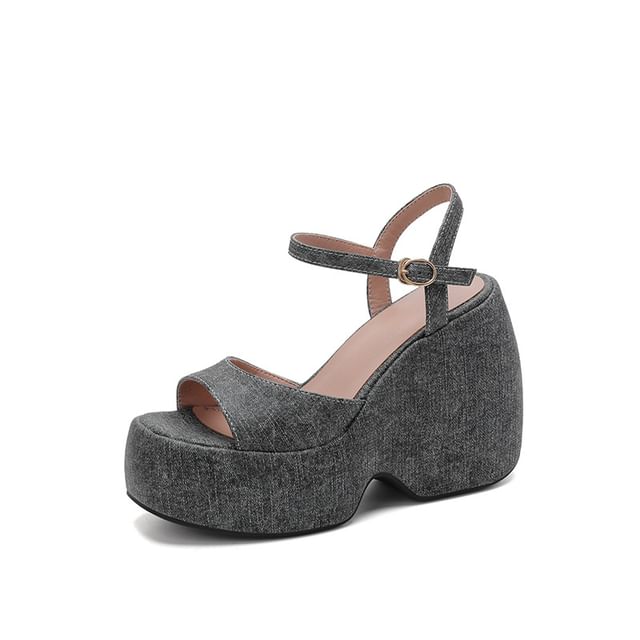 Platform Wedge Denim Sandals
