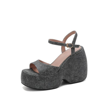Platform Wedge Denim Sandals