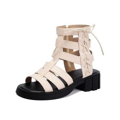 Platform Plain Faux Leather Gladiator Sandals