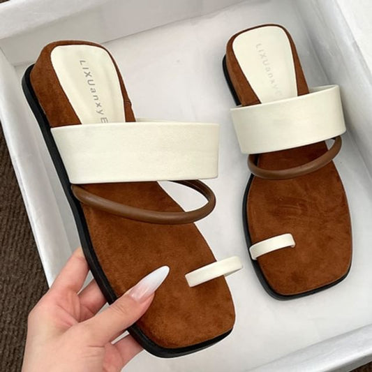 Wedge Heel Toe Loop Slide Sandals