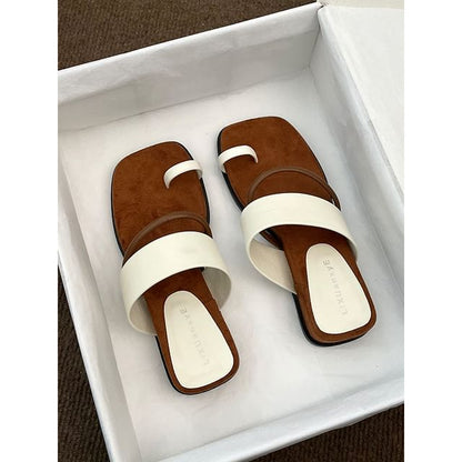Wedge Heel Toe Loop Slide Sandals