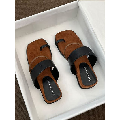 Wedge Heel Toe Loop Slide Sandals