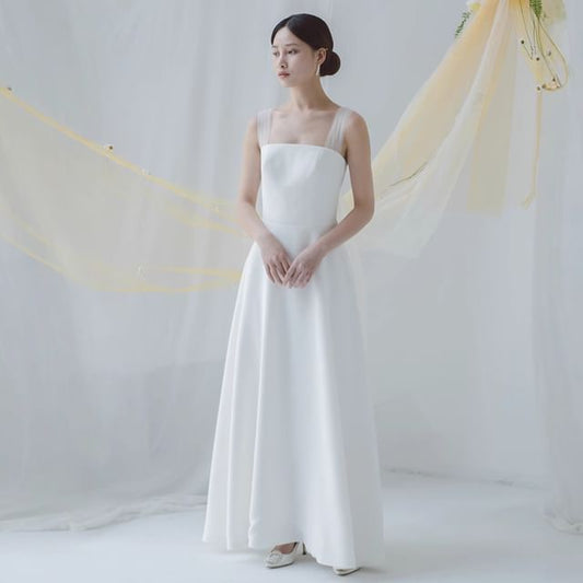 Strap Gown A-Line Wedding Mesh