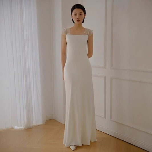 Pearl Mermaid Mesh Wedding Faux Gown Strap