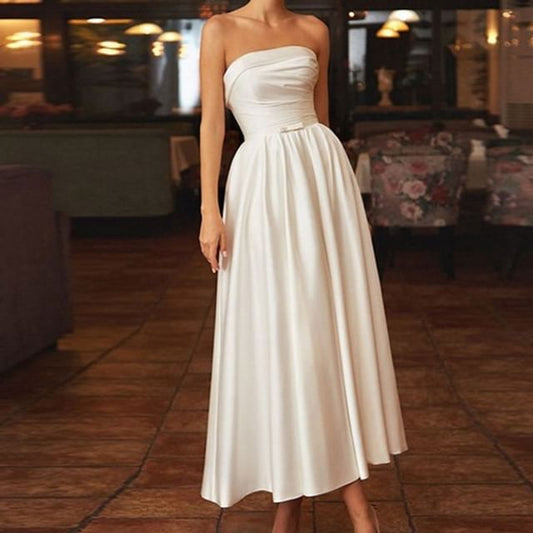 Plain A-Line Strapless Gown Evening