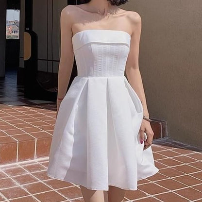 Strapless Plain A-Line Cocktail Dress