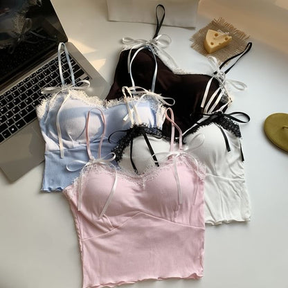 Lace-Trimmed Camisole with Spaghetti Straps