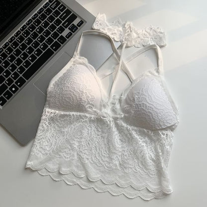 Halter Neck Lace Crop Camisole Top