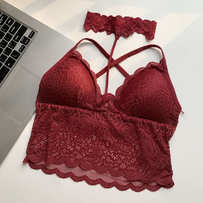 Halter Neck Lace Crop Camisole Top