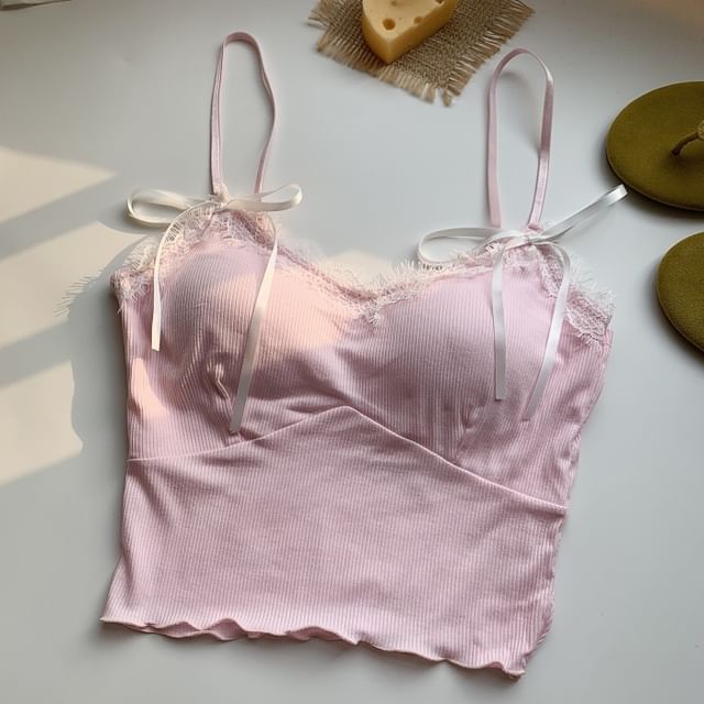 Lace-Trimmed Camisole with Spaghetti Straps