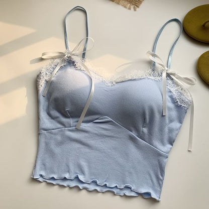 Lace-Trimmed Camisole with Spaghetti Straps