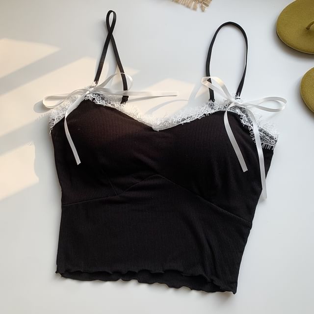 Lace-Trimmed Camisole with Spaghetti Straps