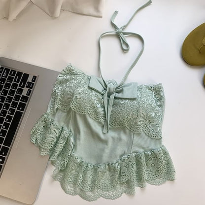 Halter Neck Lace-Trim Camisole Top
