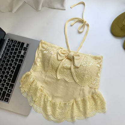 Halter Neck Lace-Trim Camisole Top